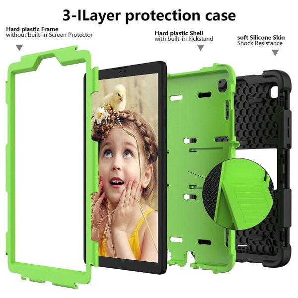 Dubbelfärgat silikon + PC-fodral för surfplatta med stativ, stötsäkert skyddande fodral för Samsung Galaxy Tab A7 Lite 8,7 tum