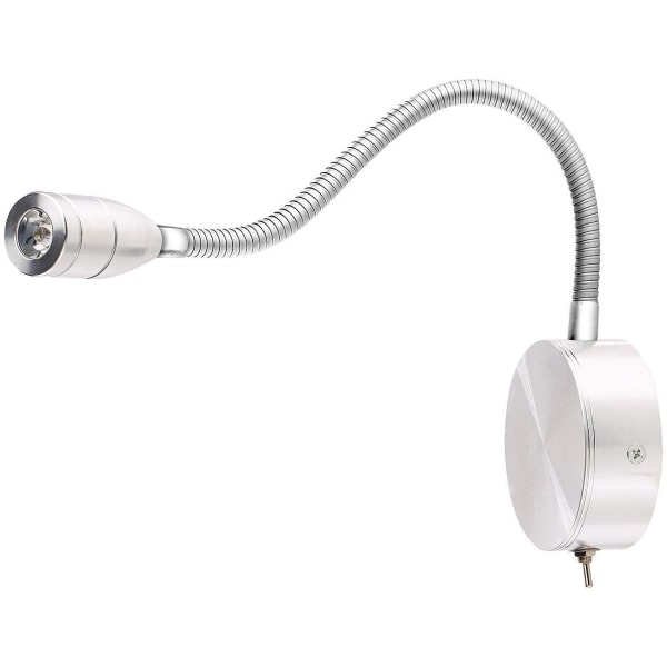 Svanehals sengelampe, justerbar LED-lys for lesing - Kald hvit