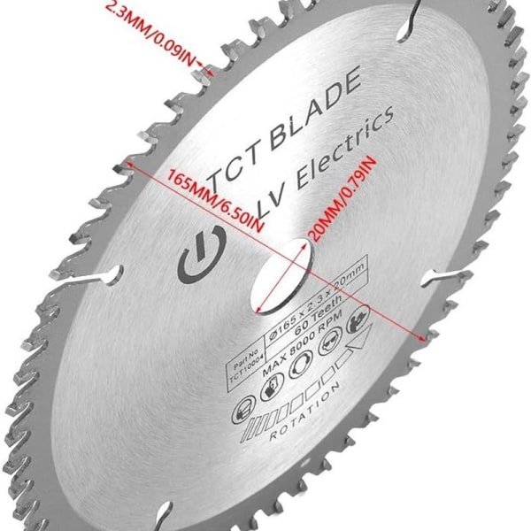 165 mm TCT sirkelsagblad Sølv roterende kappeskive for trekapping 60