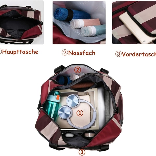 Sports Taske Dame Rejsetaske Sammenfoldelig Håndbagage Taske Weekender Taske Vandtæt
