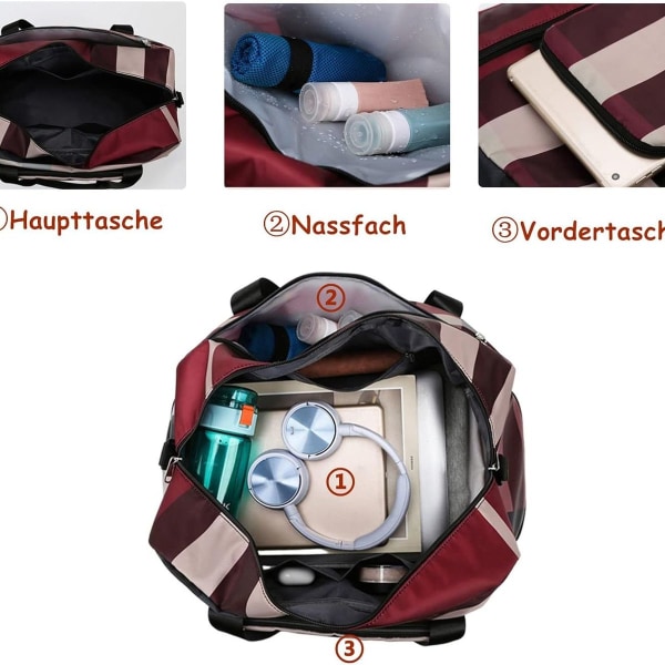 Sportsbag Dame Reiseveske Sammenleggbar Håndbagasje Bag Weekender Bag Vanntett