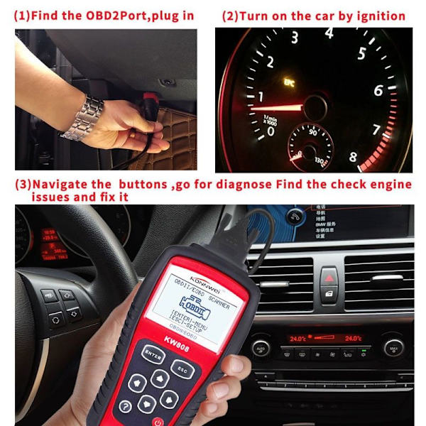 KW808 OBD2 EOBD Bil och lastbilsfelsökningsverktyg
