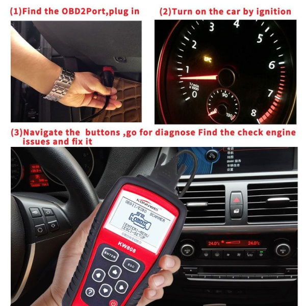 KW808 OBD2 EOBD Bil- og lastebilfeilsøking