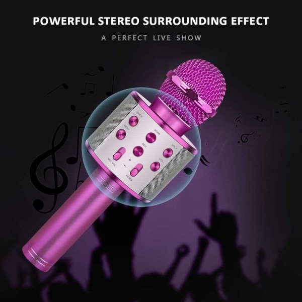 Bluetooth karaoke mikrofon, multifunktionell trådlös karaoke handhållen enhet