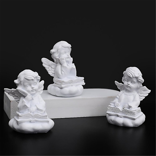 Hvit baby engel statue ornament hjem skrivebord dekorasjon harpiks