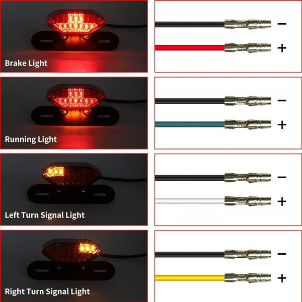 Moottoripyörän LED-takavalot, moottoripyörän vilkut, takajarruvalon ilmaisin, rekisterikilven valo