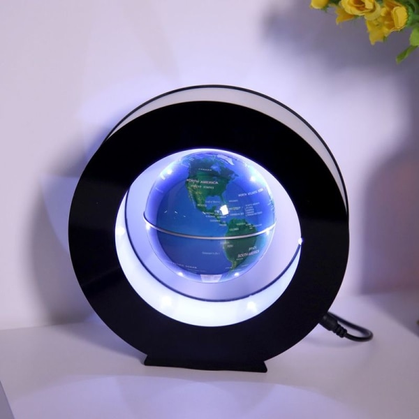 Leijuva maapallo elektronisella magneettisella levitaatiolla ja LED-valolla