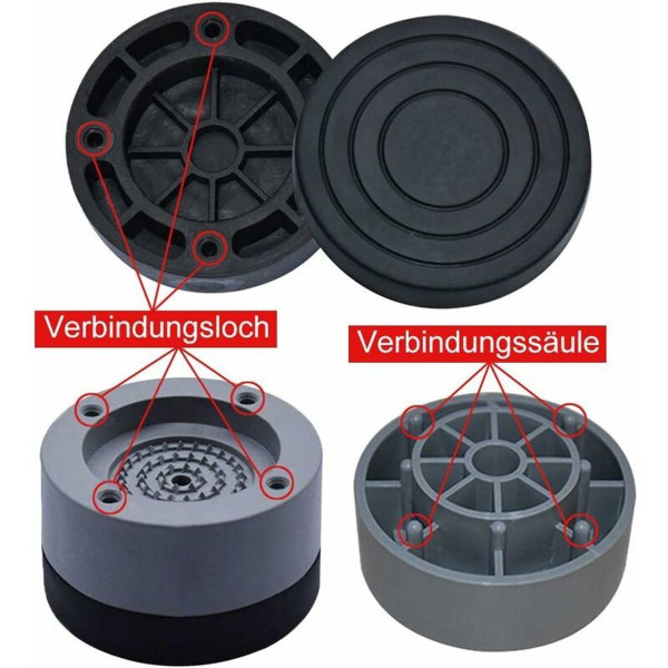 4 stk. Anti-vibrationsunderlag Universal Vaskemaskine Anti-vibrationsunderlag Fødder Stabili
