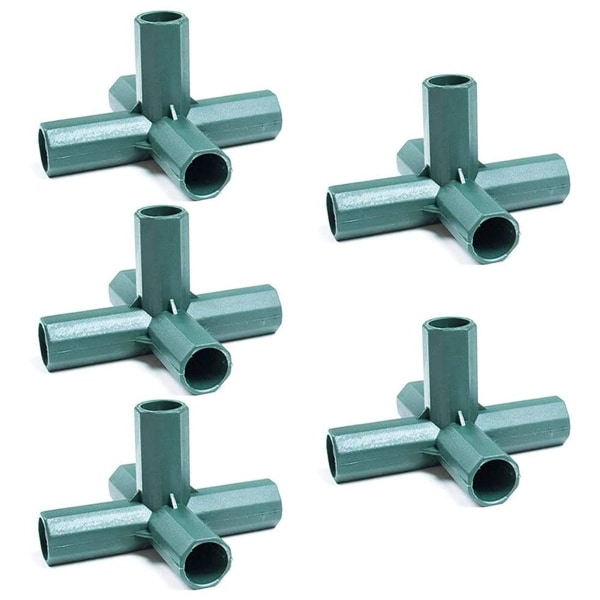 Delar 16mm växthusramkoppling, 5-vägs PVC-hörnkoppling