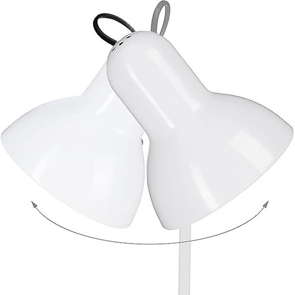 Retro lampe, fleksibel led arm, skrivebordslæselampe, metal, E27, HlP: 50x27x15 cm, hvid, plast, hvid, 1 [Energiklasse A++]