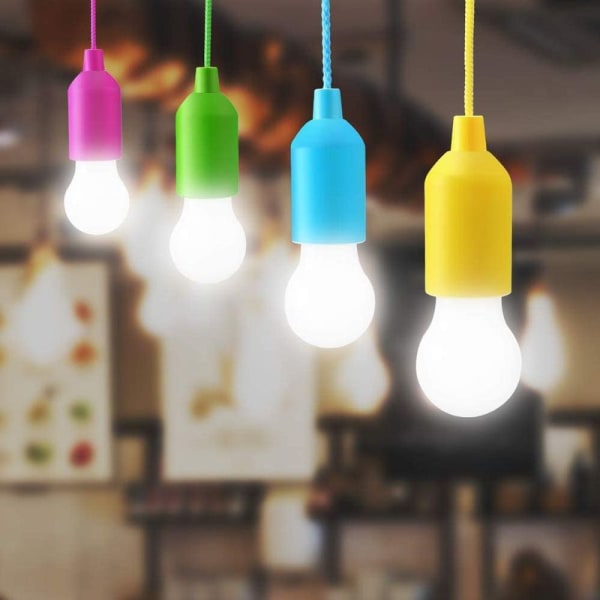 Pull Light Lamp Bärbar LED-ljus Färger Glödlampor Wasrmwhite