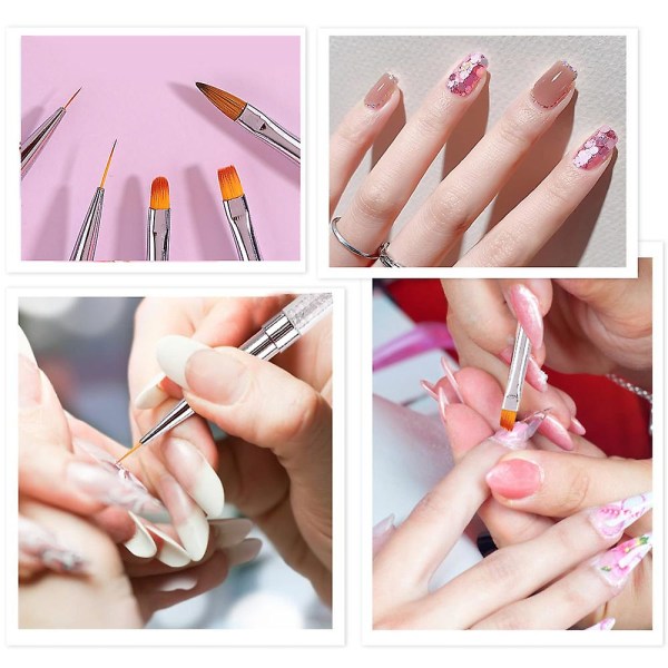 Set med 5 nagelborstar, akryl, 23,5 cm, lila