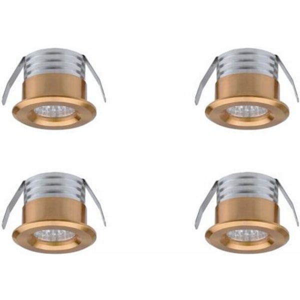 Set med 4 Mini LED-infällda spotlights, 3 W, varmvit guld DOPA