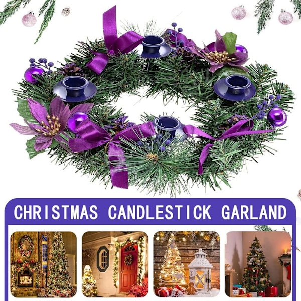 Gran julkrans med kottar, bär, advent