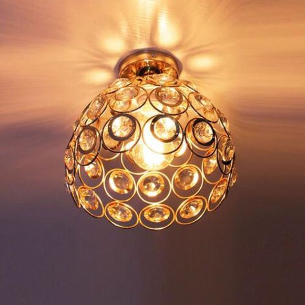 Rosegull moderne industriell metall taklampe 26cm, hul krystall lampe DIY lysekrone for stue soverom kafé bar restaurant spisestue
