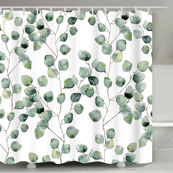 Dusjforheng i polyesterstoff, vanntett dusjforheng, grønt rundt blad, 180 * 180 størrelse