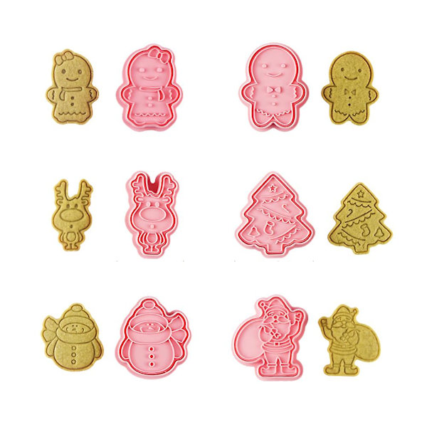 Juleform Cutter Mold Sæt 6 Stykke Mønster Køkken Diy Bageform Til Kiks Kager Fondant Kager