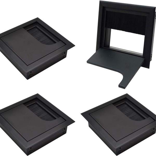Firkantet kabeldeksel: 80 x 80 mm svart anodisert aluminium, sett med 4
