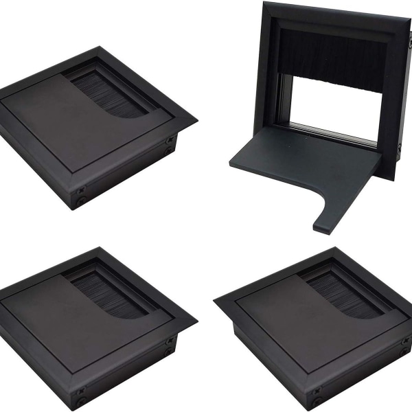 Neliön muotoinen kaapelin cover: 80 x 80 mm musta eloksoitu alumiinisetti 4 set