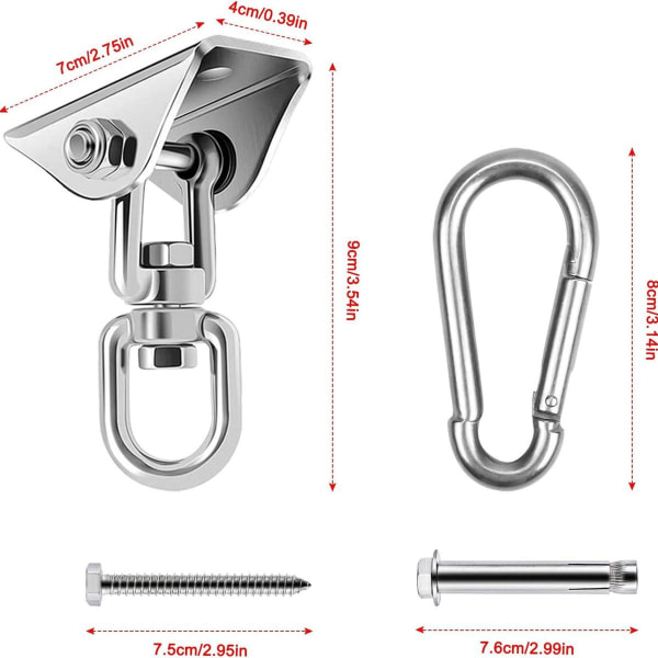 Heavy Duty Stainless Steel Ceiling Hook, 360° Rotating Swing Hanging Hook,