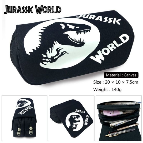 Creative Jurassic World pencil case children's pencil box stationery wallet black