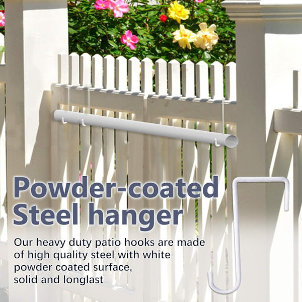 Vinyl Gjerde Hanger, Dekk Hanger, Pulverlakkert Stålgjerde Hanger for Hengende Planter, Blomsterpotter, Lamper, Bassengverktøy