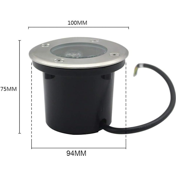 Maahan upotetut valot, lämmin valkoinen LED-upotettu maisemavalaisin lattiavalaisin puutarhaan, ulkovalaistus --- IP68 AC85-265V (4 kpl, 3 W)