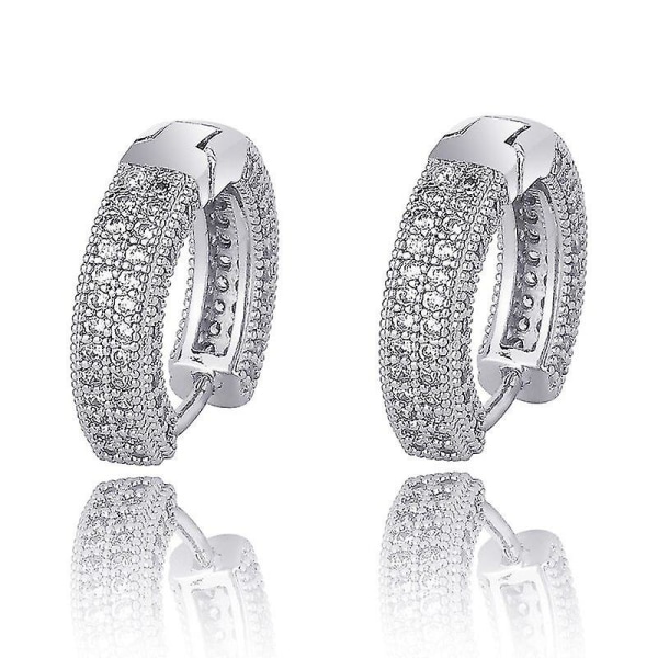  Runde Øreringe Iced Out Micro Pave Cubic Zirconia Bling Bling Øreringe Hip Hop Mode Smykker Gave til Kvinder