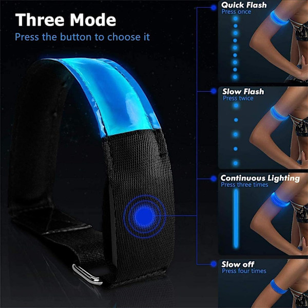 2 st. Uppladdningsbara LED-ljusarmband, reflekterande LED-löpararmband