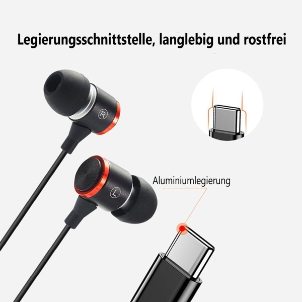 Typ-C-hörlurar, USB-hörlurar med HiFi-stereo och mikrofon