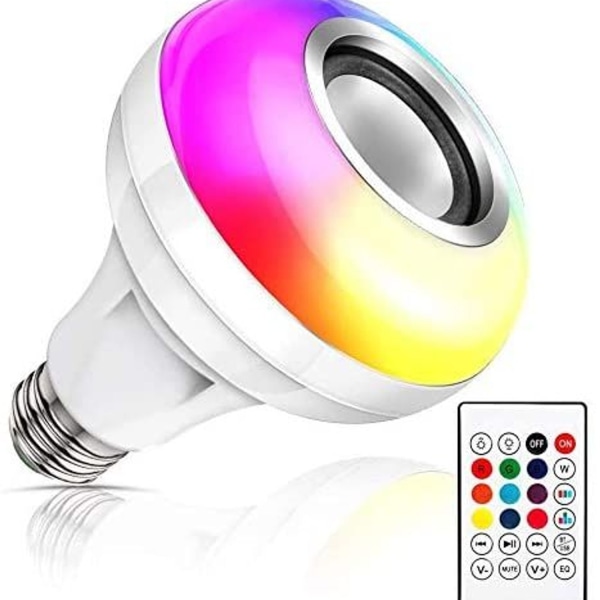 Musik LED-ljuskälla, E27 Bluetooth-högtalare RGB-färgförändrande ljuskälla med