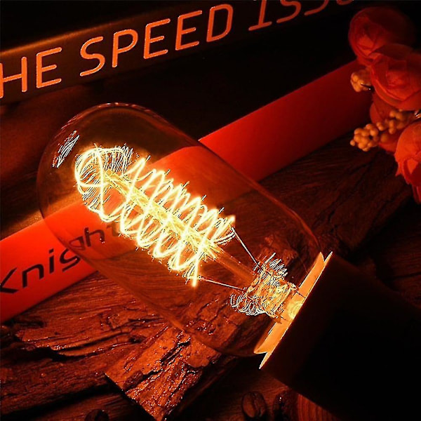 10 stk 40w Edison Vintage Glødelampe Dimbar T45 Spiral Filament E26 E27 Amber--(WR)