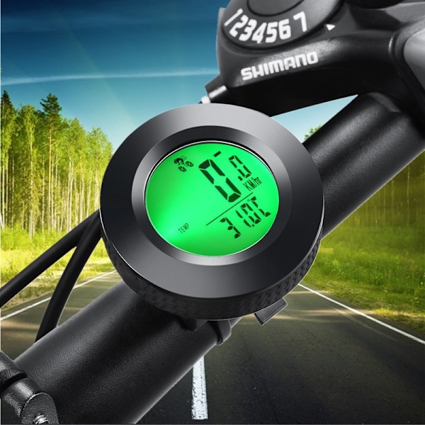 Vandtæt trådløs speedometer med 3-farvet baggrundsbelysning