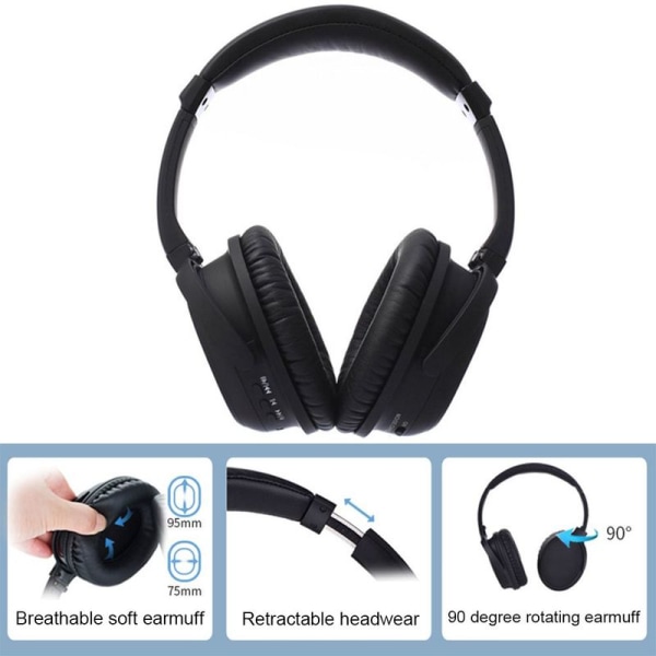Aktive støyreduksjonshodetelefoner, over-ear Bluetooth
