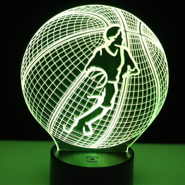 3D Illusion Natlampe LED Natlampe Spiller Basketball med 7 Lysfarver til Hjemmeindretning Dribbling Lampe Fantastisk Visualisering Optisk Illusion