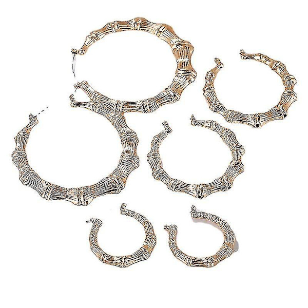 Store bambus hoop øreringe, smykker bambus øreringe, bambus øreringe overdimensioneret hoop, hip-hop statement hoop øreringe til daglig fest tilbehør(1 par,
