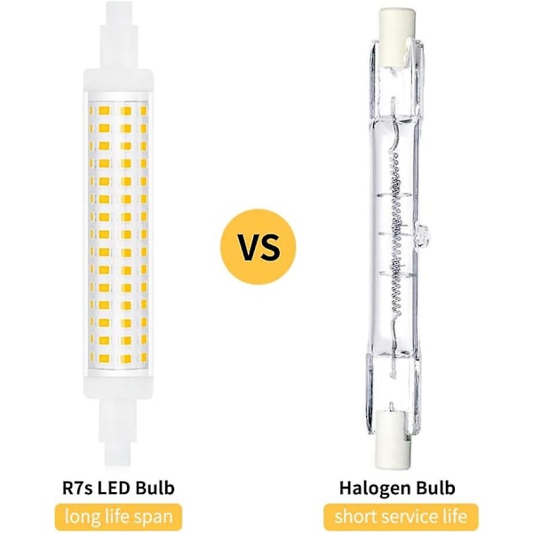 10w R7s Lineær Ultra-tynn Led Pære 118mm Naturlig Hvit 4000k, 1300lm, 360 Grader (2 Stykker)