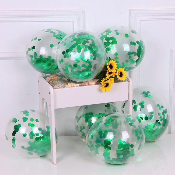 Klar pailletter ballon festscene dekoration 100 stk/pakke (grøn)