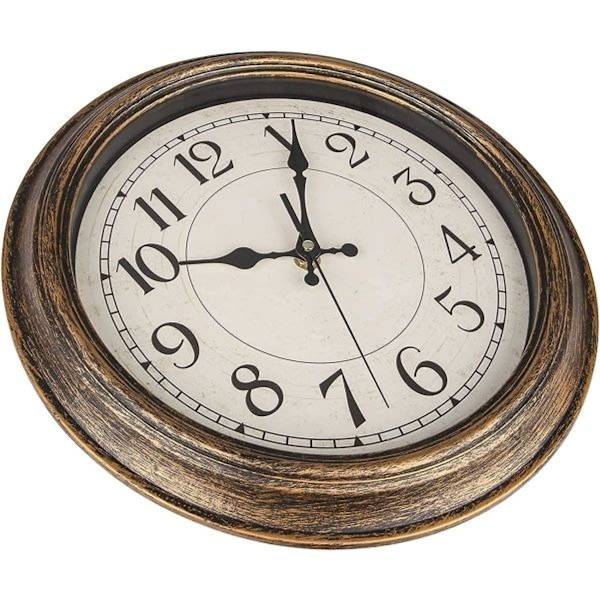 12 tommers retro veggklokke, rund dekorativ vintage veggklokke