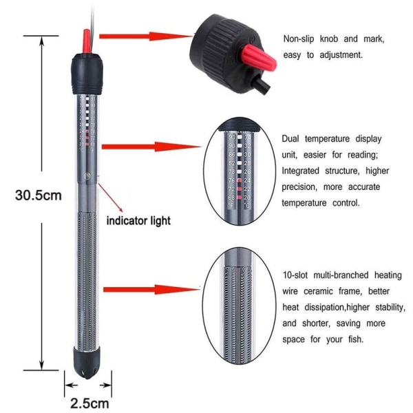 Akvarievarmer, termostatstyret varmer til akvarier, 300W220V