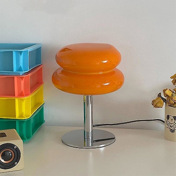 Macaron glasmålat bordslampa sovrum studie vardagsrum atmosfär äggkaka skrivbordslampa flicka sovrum säng dekor nattlampa