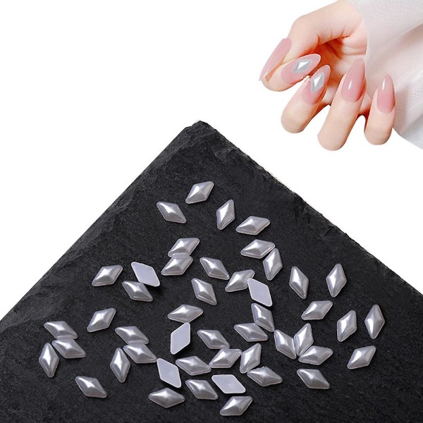 6 påsar 1200 st vita nageldekorationer Flatback Hjärta/kvadrat/triangel/diamant Flera former 3d nageldekorationer Material utsmyckningar för nagelkonst DIY-hantverk Acce