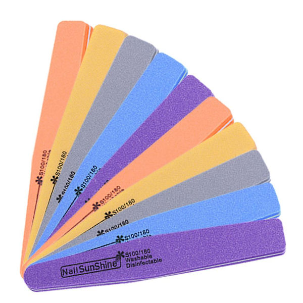 Set med 10 nagelfilar, 18x2,8 cm, grupp A, flerfärgad