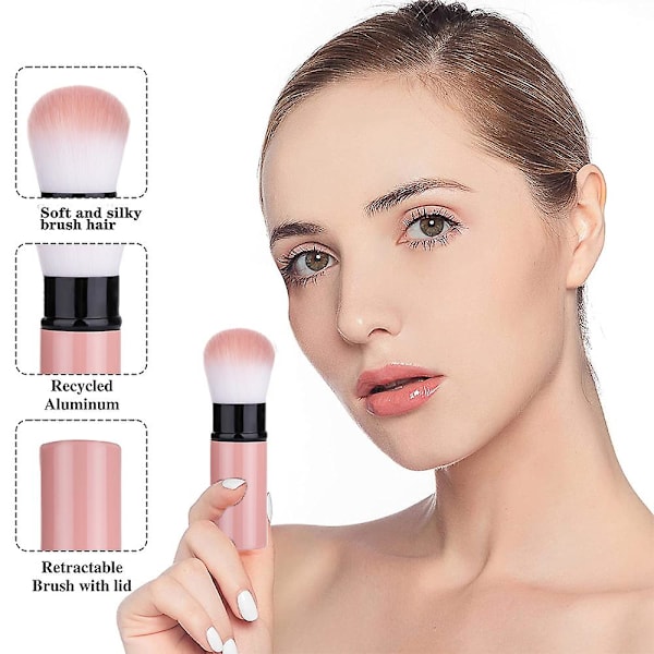 Retractable Makeup Brush, Travel Blush Brush With Cover