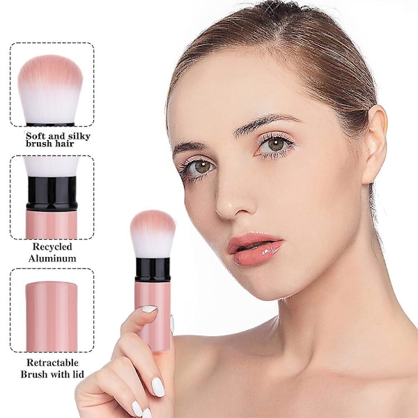 Retractable Makeup Brush, Travel Blush Brush With Cover