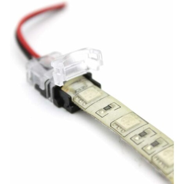 Pin LED Strip Connector 8mm, Pakke med 10 2 Pin LED Strip Connector til SMD 3528/2835 LED Strip Enkeltfarve Vandtæt og Ikke-Vandtæt