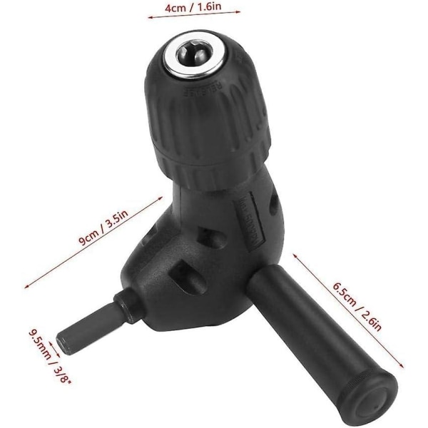 3/8\" Vinkeladapter 90 Grader Elektriska Borr Bits 9.5mm Rund Skaft Nyckellös Chuck Tillbehör Set