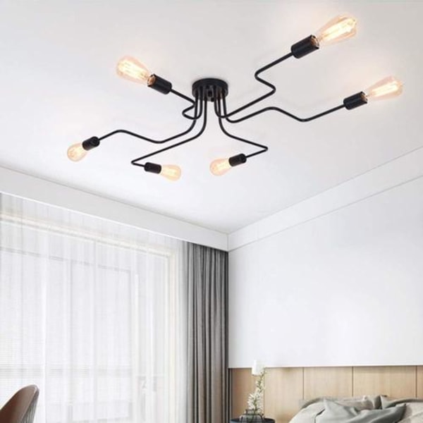 Modern svart ljuskrona hänglampa 6 E27 för vardagsrum i sovrum kök (utan glödlampor)