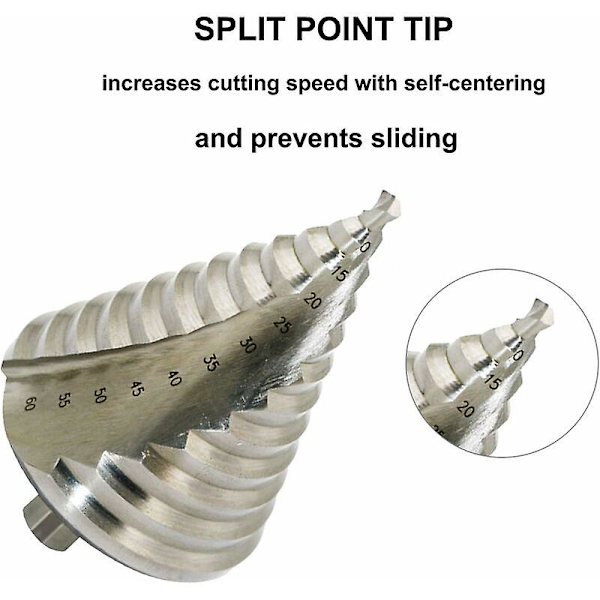HSS Trin Drill Bit Spiral Konisk Forsænkning til 6-60mm Mejselboring