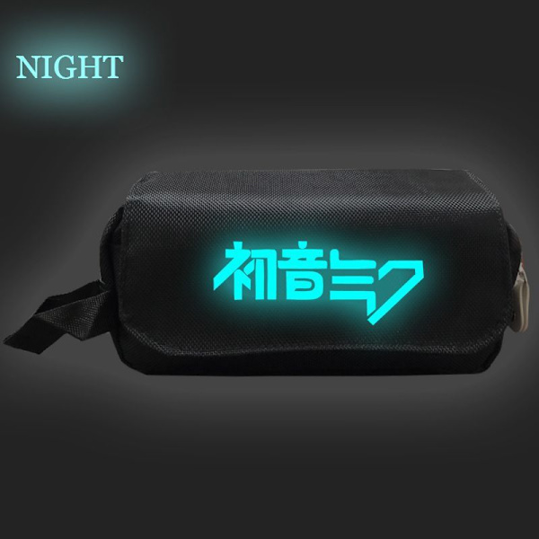 Hatsune Miku Print Luminous Pencil Case Dubbelskikts Pennfodral Pennväska